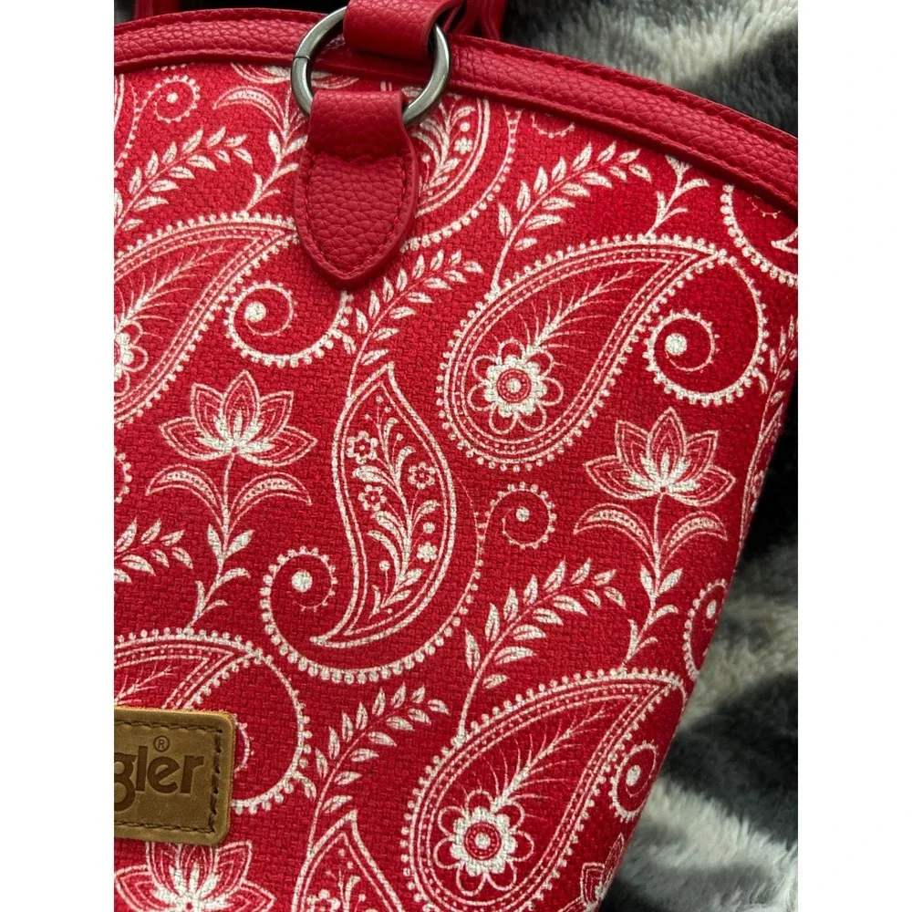 Wrangler Red Paisley Canvas Mini‎ Tote Crossbody Bag Western Handbag NEW
